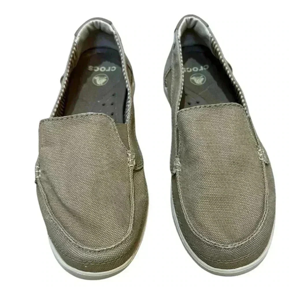 CROCS Women's Walu Canvas
Comfort Loafers Boat Shoes Slip On Size 7 Tan
